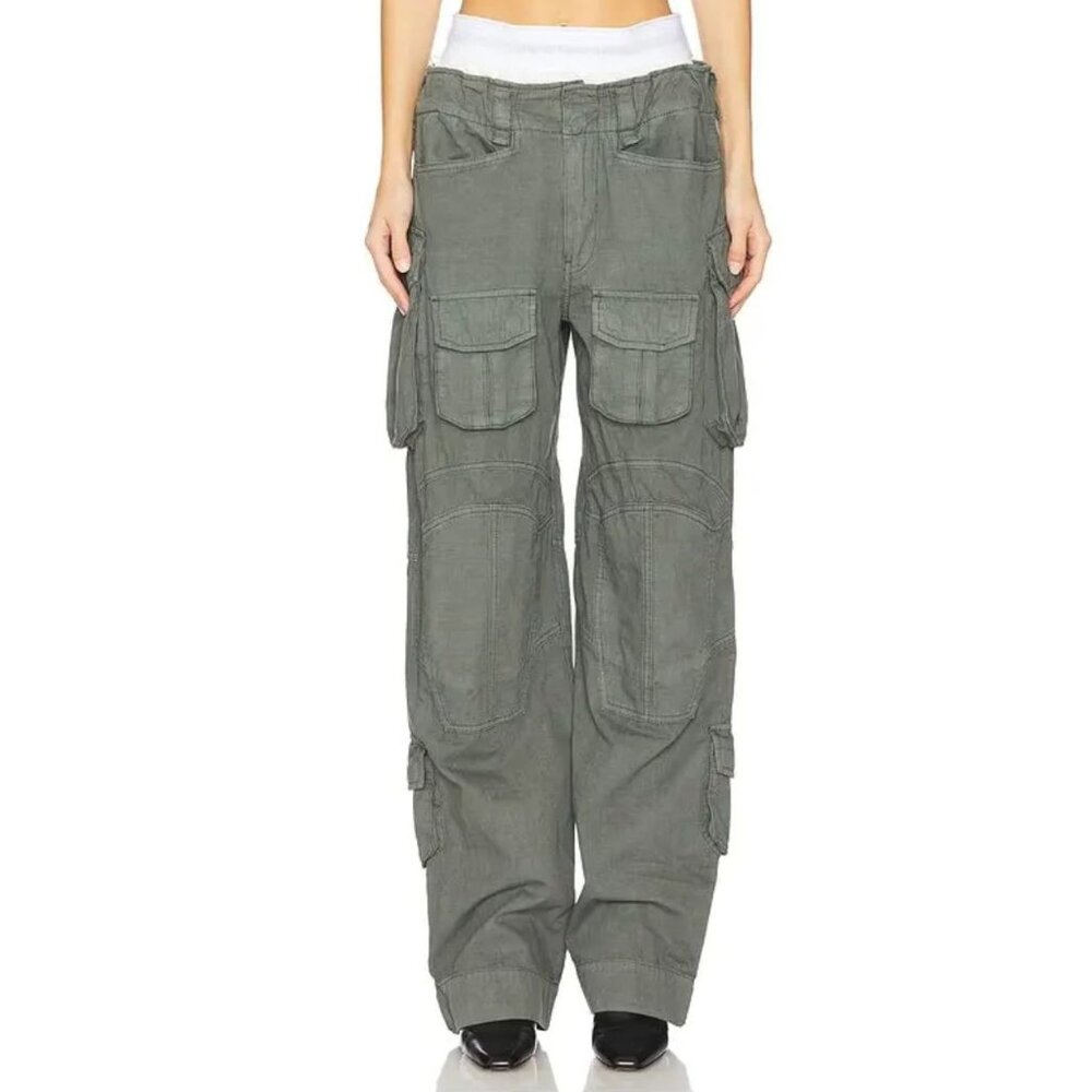 NWT Alexander Wang $650 Prestyled Cargo Pants Size 24 in Green Y2K Baggy